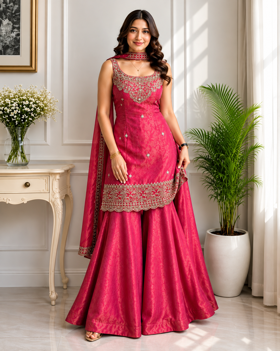 INDIE PICKS Embroidered Kurta Sharara Set