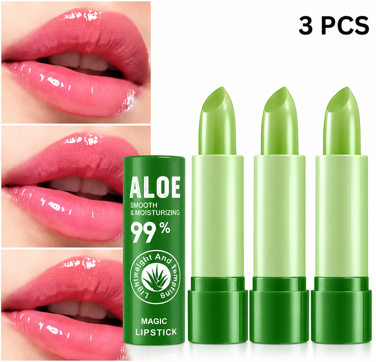 Aloe Vera Moisturizing Magic Lipstick – Pack of 3