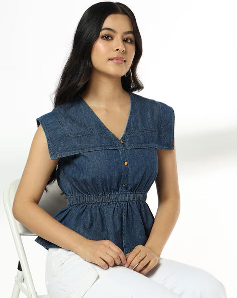 FYRE ROSE Women Slim Fit V-Neck Top