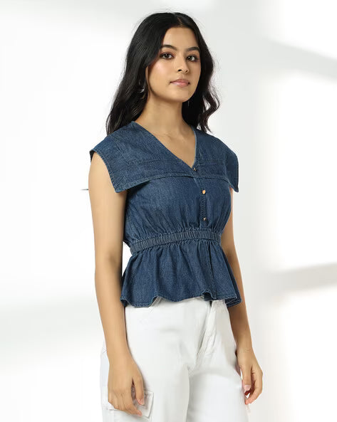 FYRE ROSE Women Slim Fit V-Neck Top