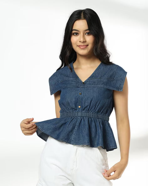 FYRE ROSE Women Slim Fit V-Neck Top