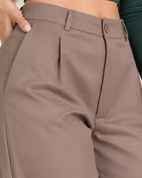 SHEIN Women Full Length Dart Detail Pleated Pants