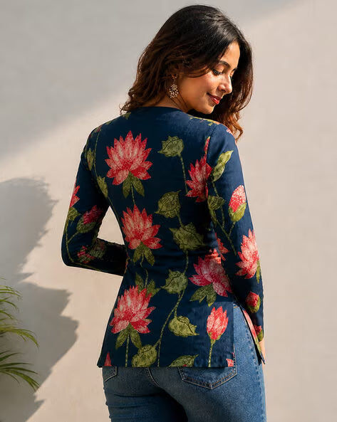 NYRIKA Women Floral Print Slim Fit Top