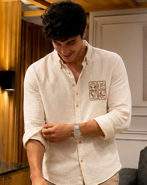 BUDA JEANS CO Men Embroidered Button-Down Shirt