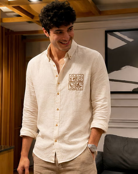 BUDA JEANS CO Men Embroidered Button-Down Shirt