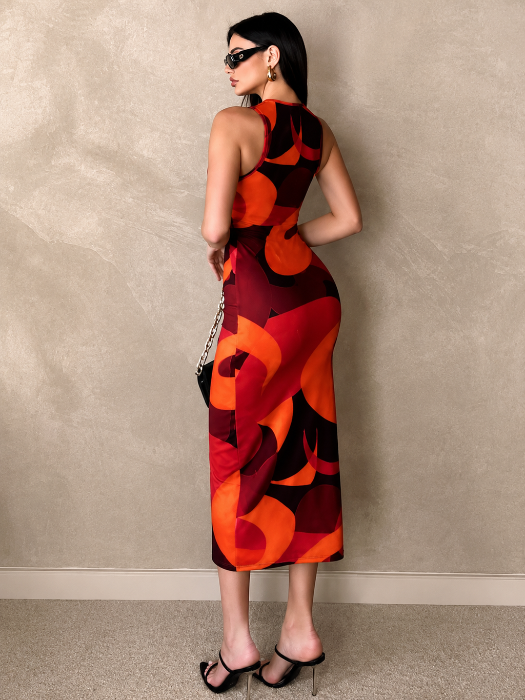 Women's Red Sleeveless Bodycon Dress