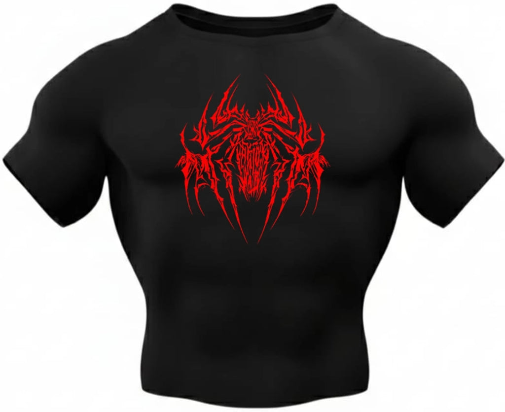 Zylos Men Graphic Print Round Neck Nylon Black T-Shirt