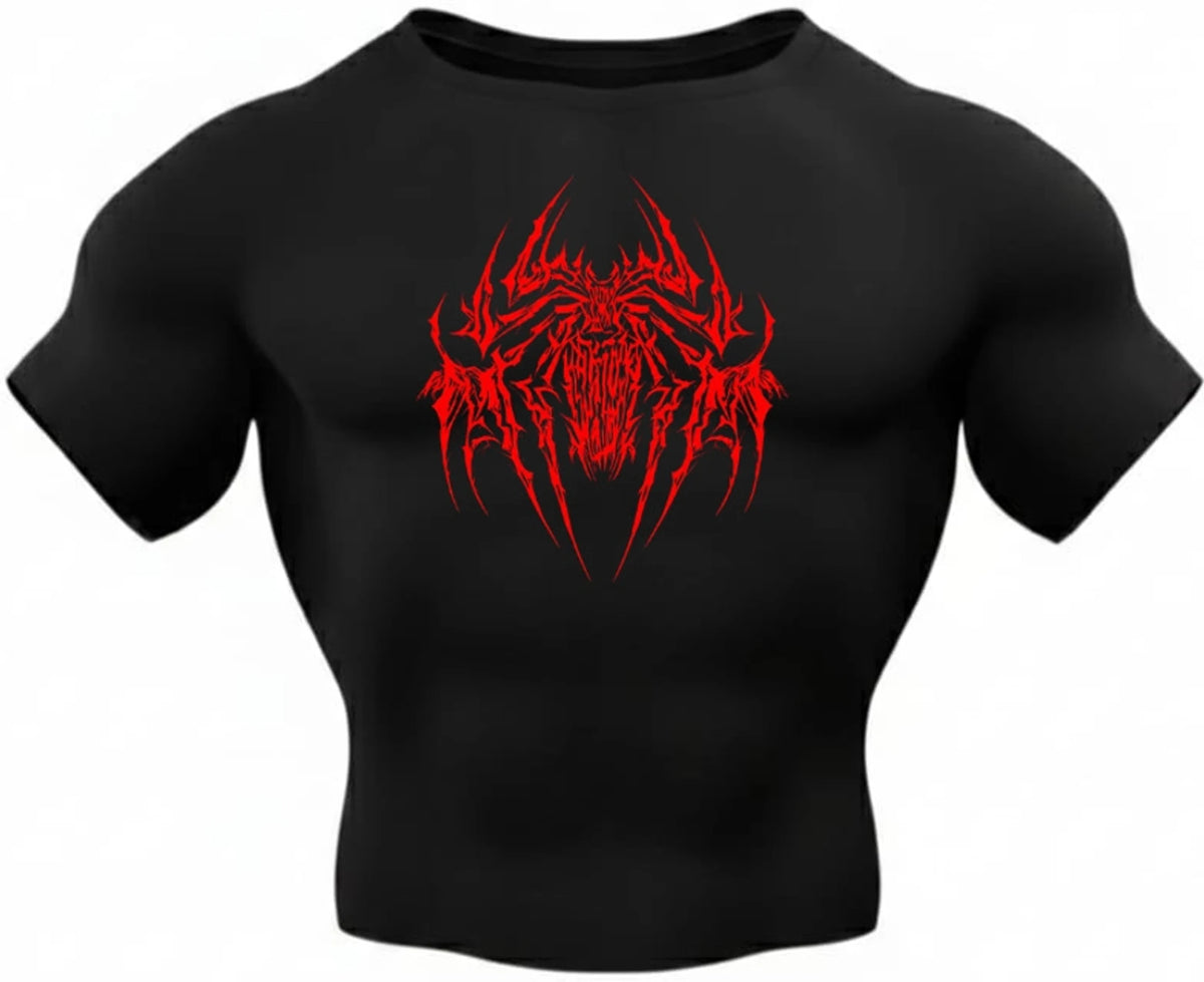 Zylos Men Graphic Print Round Neck Nylon Black T-Shirt