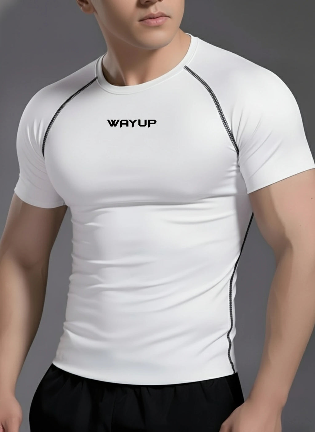 Gym Hound Men Typography Round Neck Polyester White T-Shirt